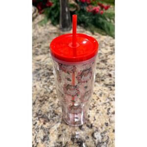NWT Simply Belle "Floral Santa" Christmas Plastic Tumbler — 24 oz